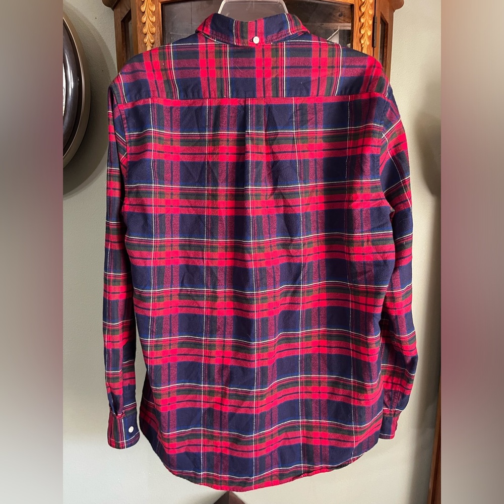 Men’s Barbour Navy Red Endsleigh Tailored Fit Plaid Long Sleeve Shirt Large - Picture 7 of 8